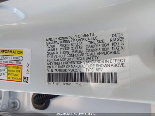 7FARS5H57PE002018 Honda Cr-v Hybrid Sport