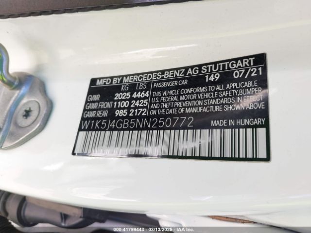 W1K5J4GB5NN250772 Mercedes-Benz Cla 250 Coupe