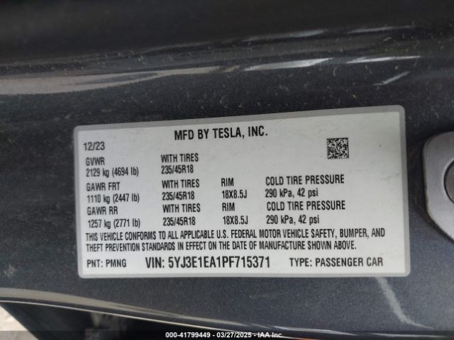 2023 TESLA MODEL 3 5YJ3E1EA1PF715371 Photo 8