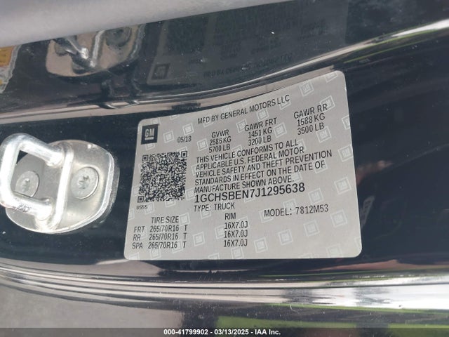 1GCHSBEN7J1295638 Chevrolet Colorado Wt