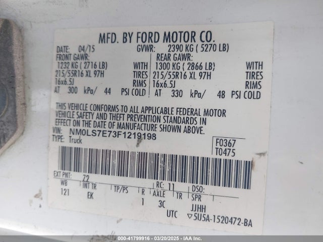 NM0LS7E73F1219198 Ford Transit Connect Xl