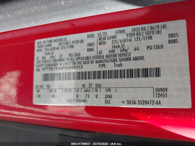 1FTYE1Y80PKB99313 Ford Transit-150