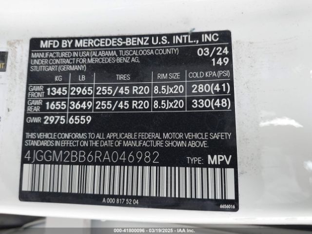 2024 MERCEDES-BENZ EQE 4JGGM2BB6RA046982 Photo 8