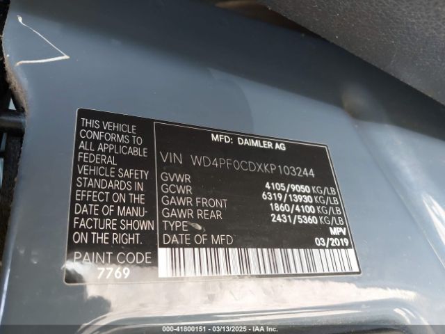 WD4PF0CDXKP103244 Mercedes-Benz Sprinter 2500 High Roof V6/standard Roof V6