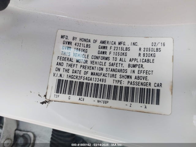 1HGCR2F54GA133495 Honda Accord Sport