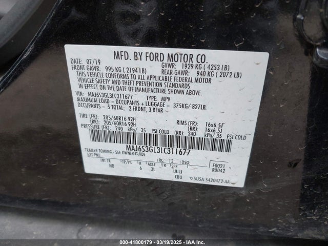 MAJ6S3GL3LC311677 Ford Ecosport Se