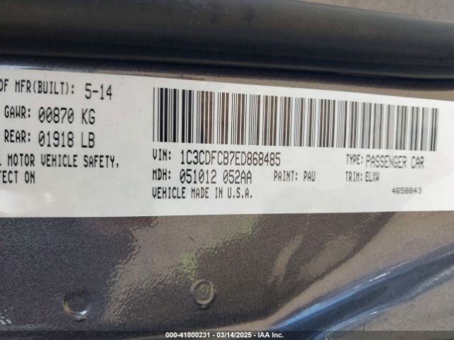 1C3CDFCB7ED868485 Dodge Dart Limited