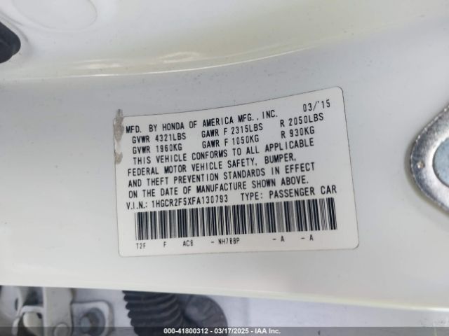1HGCR2F5XFA130793 Honda Accord Sport