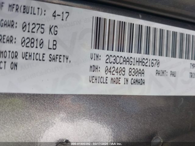 2C3CCAAG1HH621670 Chrysler 300 Limited