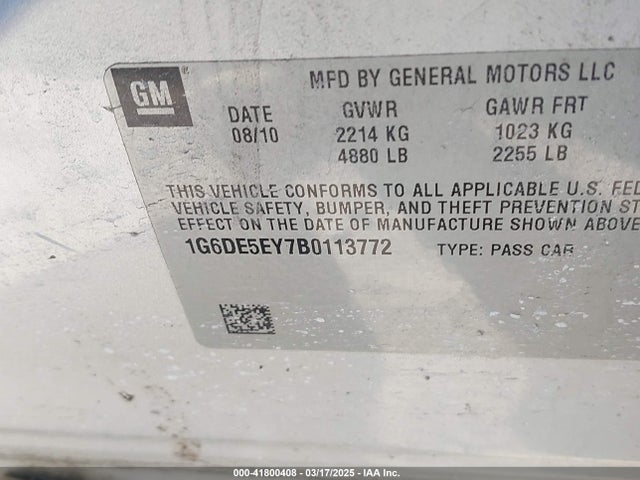 2011 CADILLAC CTS 1G6DE5EY7B0113772 Photo 8