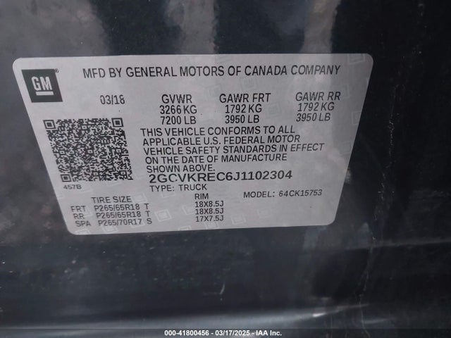2GCVKREC6J1102304 Chevrolet Silverado 1500 1lt