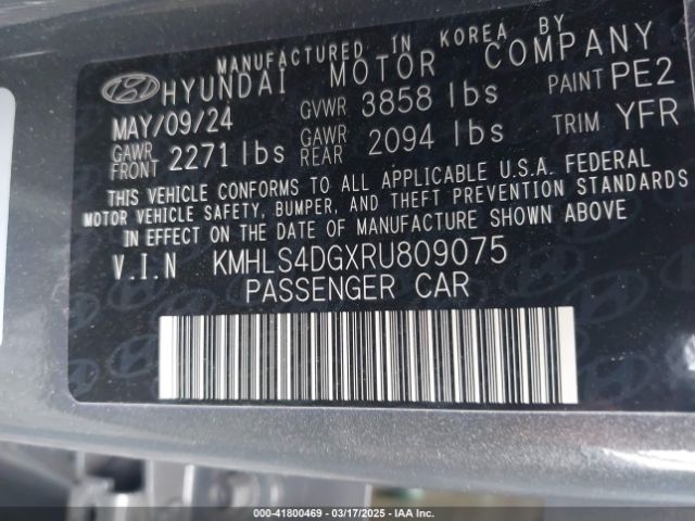 KMHLS4DGXRU809075 Hyundai ELANTRA SEL