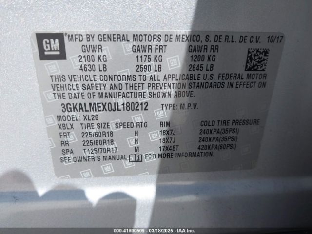 3GKALMEX0JL180212 GMC Terrain Sle