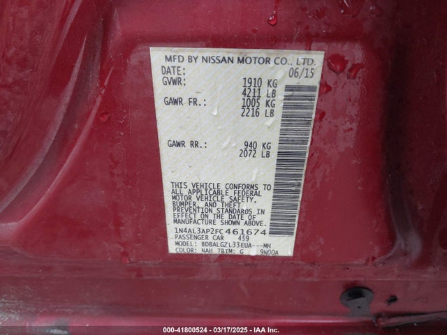 1N4AL3AP2FC461674 Nissan Altima 2.5 S