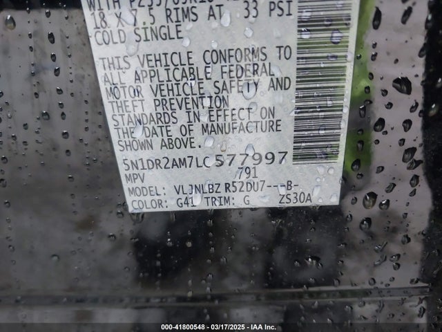 Nissan Pathfinder S 4wd 2020 5N1DR2AM7LC577997 Image 9