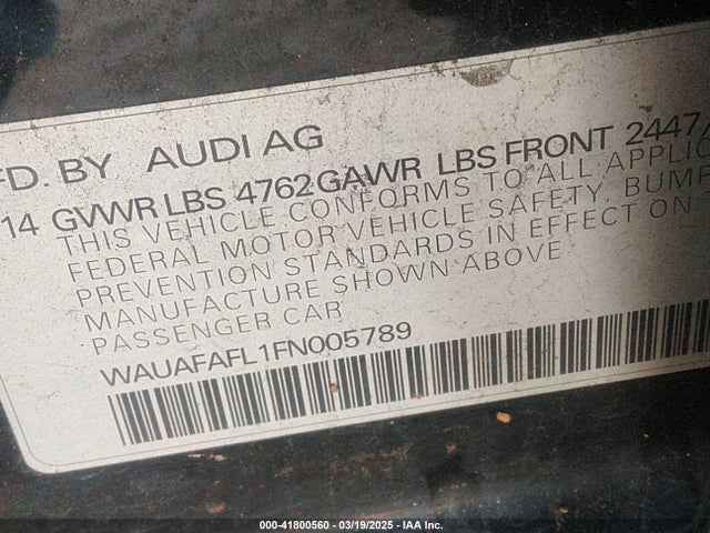 2015 AUDI A4 WAUAFAFL1FN005789 Photo 8