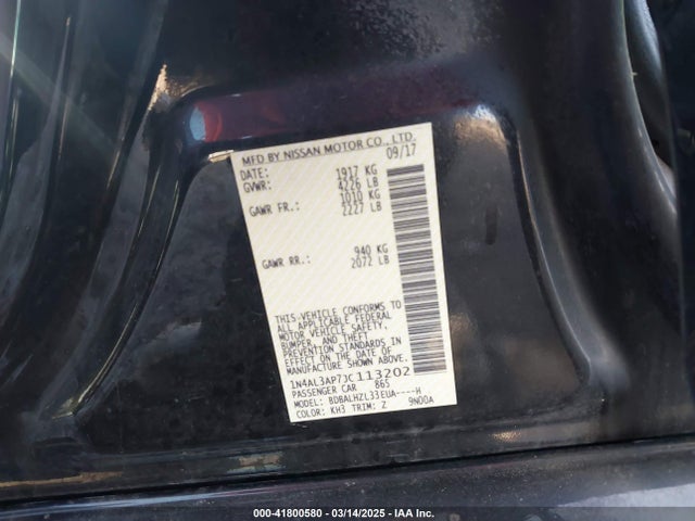1N4AL3AP7JC113202 Nissan Altima 2.5 Sr