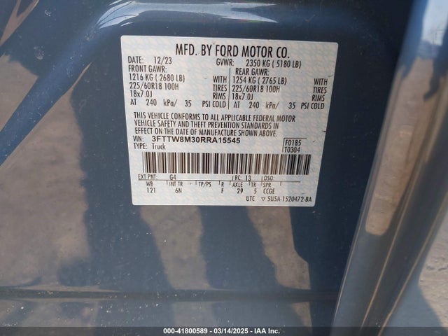 3FTTW8M30RRA15545 Ford Maverick Lariat