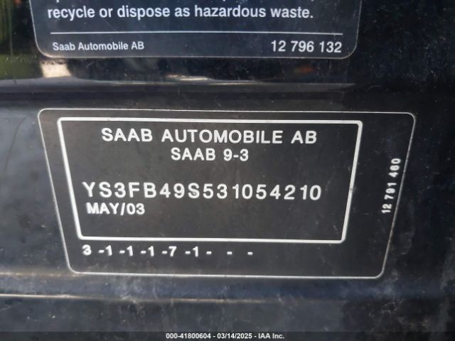 2003 SAAB 9-3 YS3FB49S531054210 Photo 8