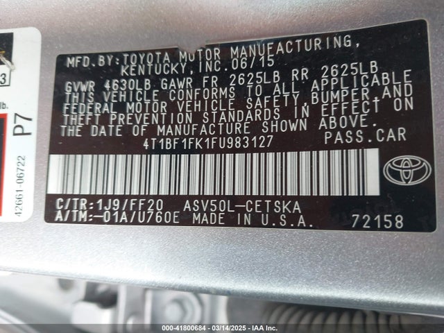 4T1BF1FK1FU983127 Toyota CAMRY SE