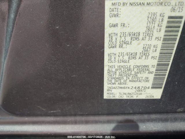 5N1AZ2MH6FN248704 Nissan MURANO SL