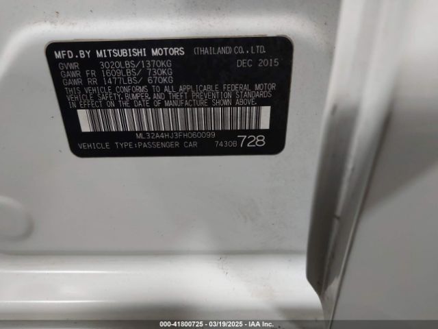 2015 MITSUBISHI MIRAGE ML32A4HJ3FH060099 Photo 8