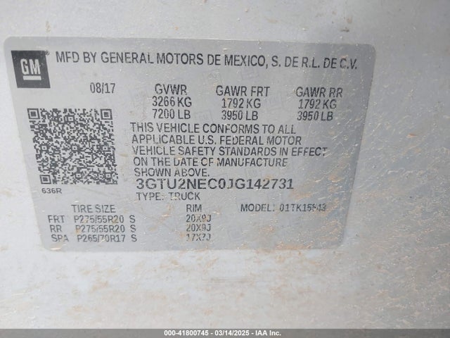 3GTU2NEC0JG142731 GMC l83 -spark ignited direct injection, variable valve timing, afm, e85 max, alum