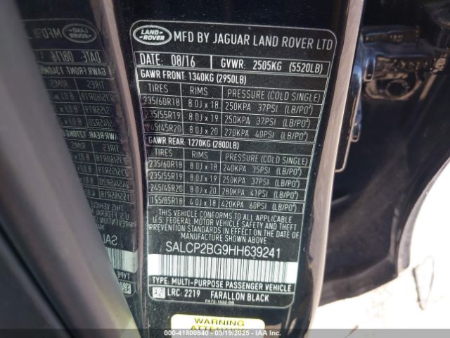 2017 LAND ROVER DISCOVERY SPORT SALCP2BG9HH639241 Photo 8