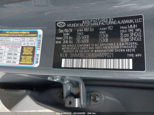 5NMJBCDE8SH509021 Hyundai TUCSON SEL