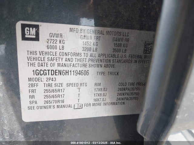 1GCGTDEN6H1194606 Chevrolet Colorado Z71