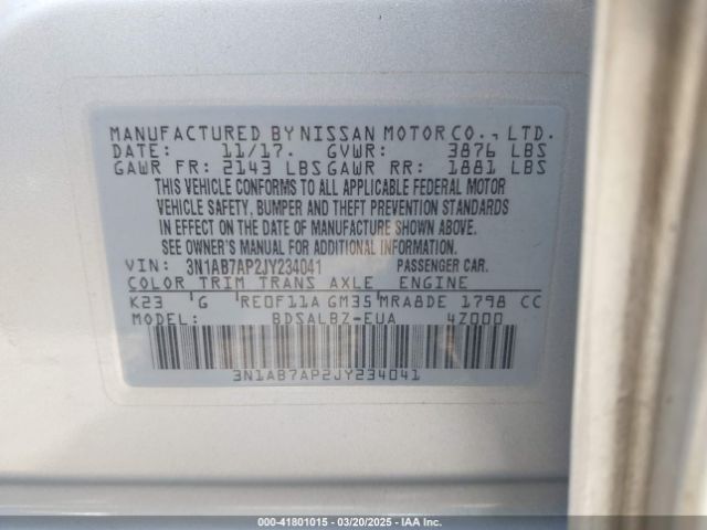 3N1AB7AP2JY234041 Nissan Sentra