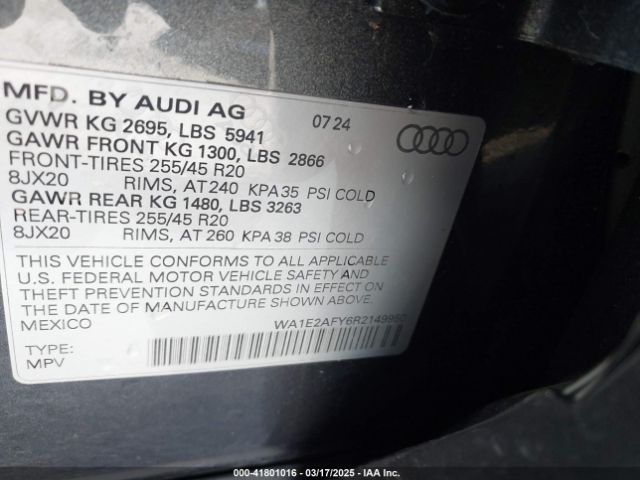 WA1E2AFY6R2149950 Audi Q5 Premium Plus 55 Tfsi E S Line Quattro S Tronic