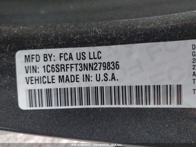1C6SRFFT3NN279836 RAM 1500 Big Horn  4x4 5'7 Box