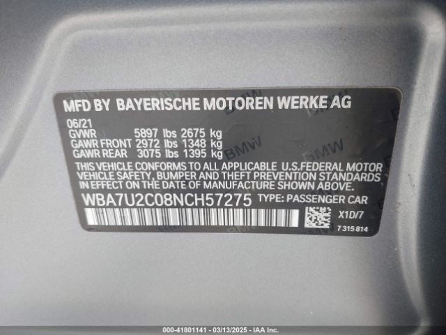 2022 BMW 750 WBA7U2C08NCH57275 Photo 8