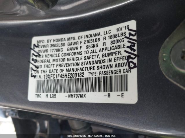 19XFC1F45HE200182 Honda Civic Ex-t