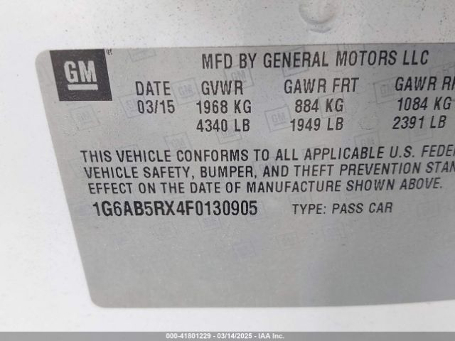 1G6AB5RX4F0130905 Cadillac ATS LUXURY