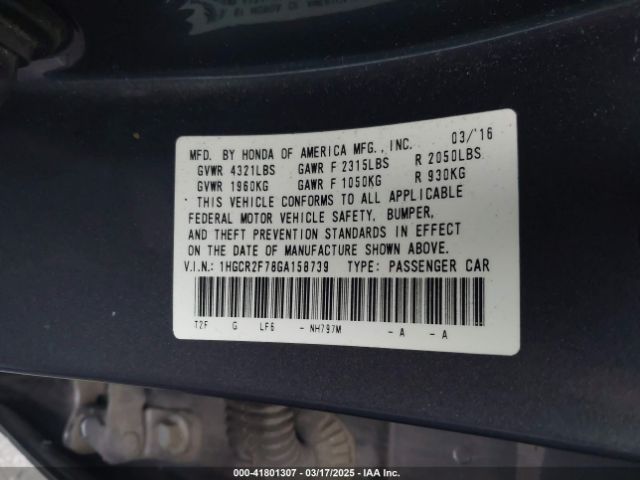 1HGCR2F78GA158739 Honda ACCORD EX