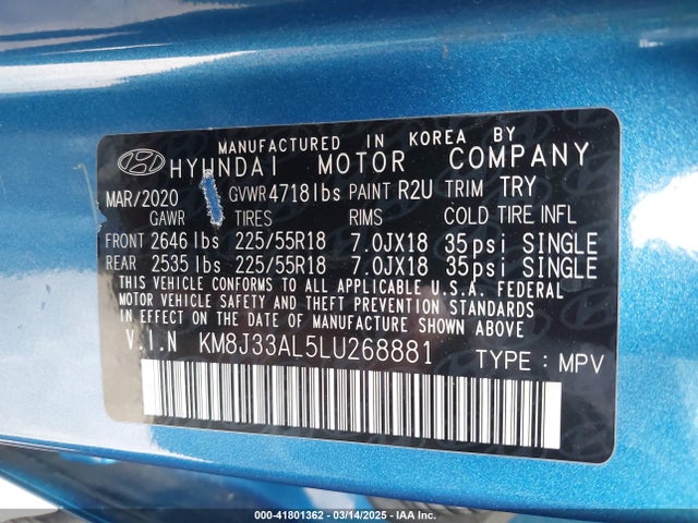 KM8J33AL5LU268881 Hyundai Tucson Limited
