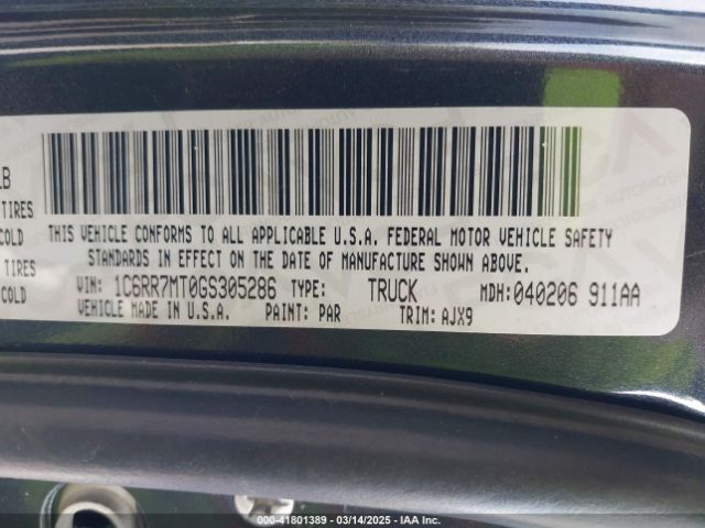 1C6RR7MT0GS305286 RAM 1500 Sport