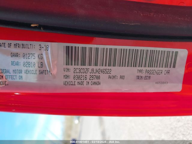 2C3CDZFJ9JH246522 Dodge Challenger 392 Hemi Scat Pack Shaker