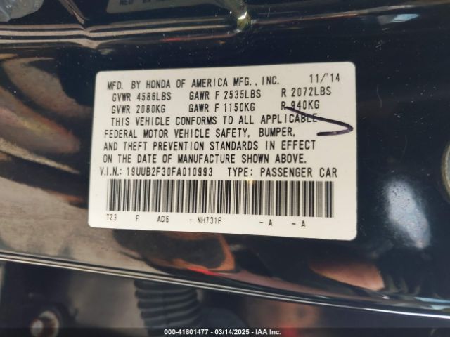 19UUB2F30FA010993 Acura Tlx V6