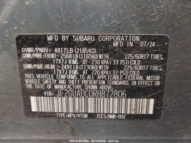 JF2GUADC0RH872806 Subaru Crosstrek Premium