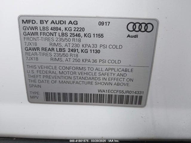 2018 AUDI Q3 WA1ECCFS5JR014331 Photo 8