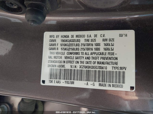 3CZRM3H3XEG705610 Honda CR-V LX