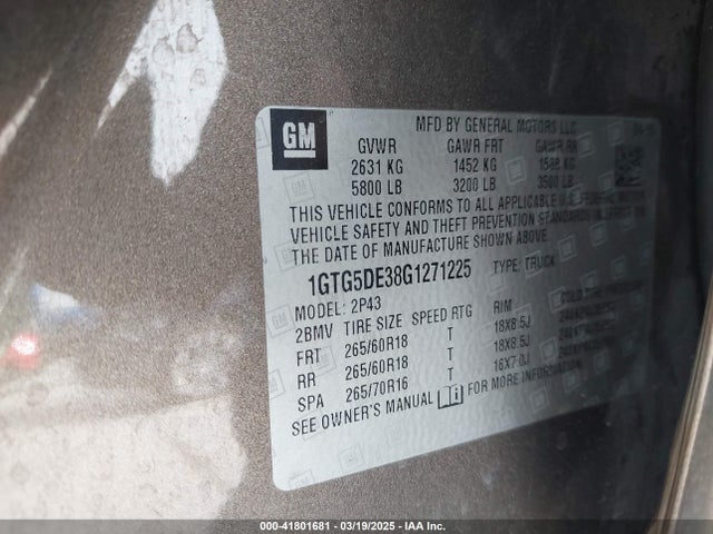 1GTG5DE38G1271225 GMC CANYON SLT