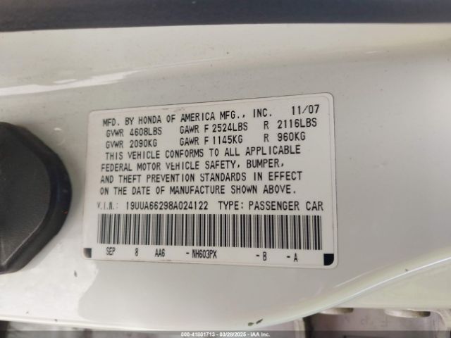 2008 ACURA TL 19UUA66298A024122 Photo 8