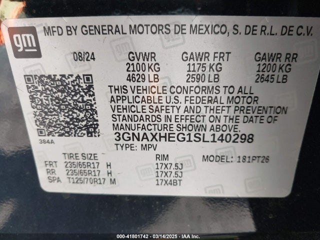 3GNAXHEG1SL140298 Chevrolet Equinox Fwd Lt