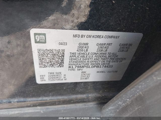 KL79MPSL0PB174433 Chevrolet Trailblazer Fwd Lt