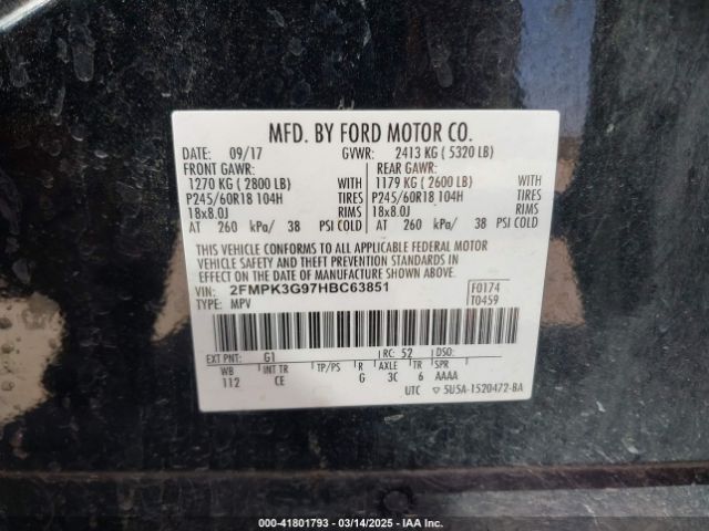 2FMPK3G97HBC63851 Ford EDGE SE