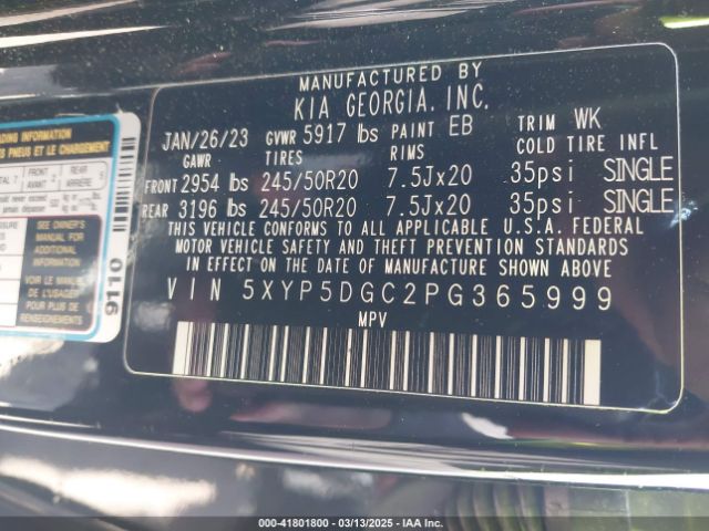 5XYP5DGC2PG365999 KIA Telluride Sx Prestige
